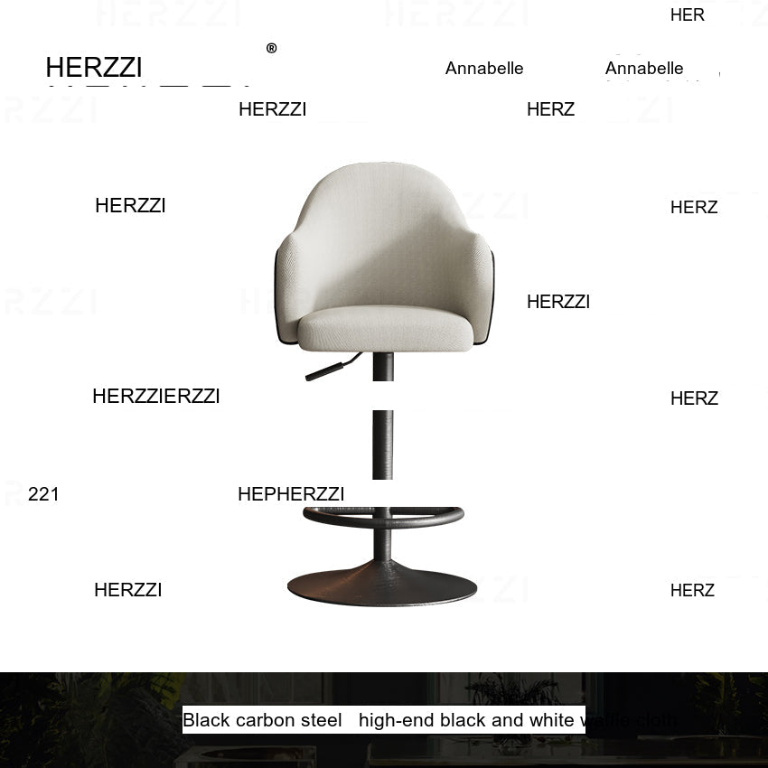 HERZZI Elowen Adjustable Modern Bar Stool - Black & White Elegant Design from HERZZI