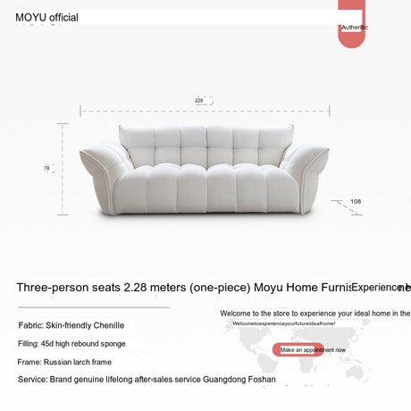 MOYU Lichtenstein Elegant Scandinavian Retro Sofa - White Cream Cloth, French Style from MOYU