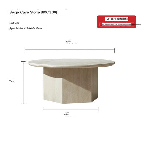 QUANMU Lisette Elegant Natural Stone Round Coffee Table from QUANMU
