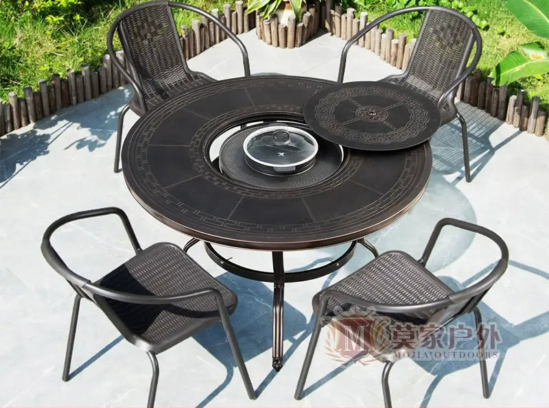 MOJIA Fenwick Luxury Outdoor BBQ & Hot Pot Table with Minimalist Design from MOJIA
