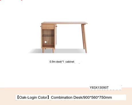 GENJI Amara Sleek Solid Wood Double Desk Bookcase from GENJI