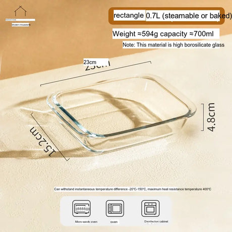 MH Anastasia Elegant Glass Baking Plate - Microwave Safe Seafood Tray from MH