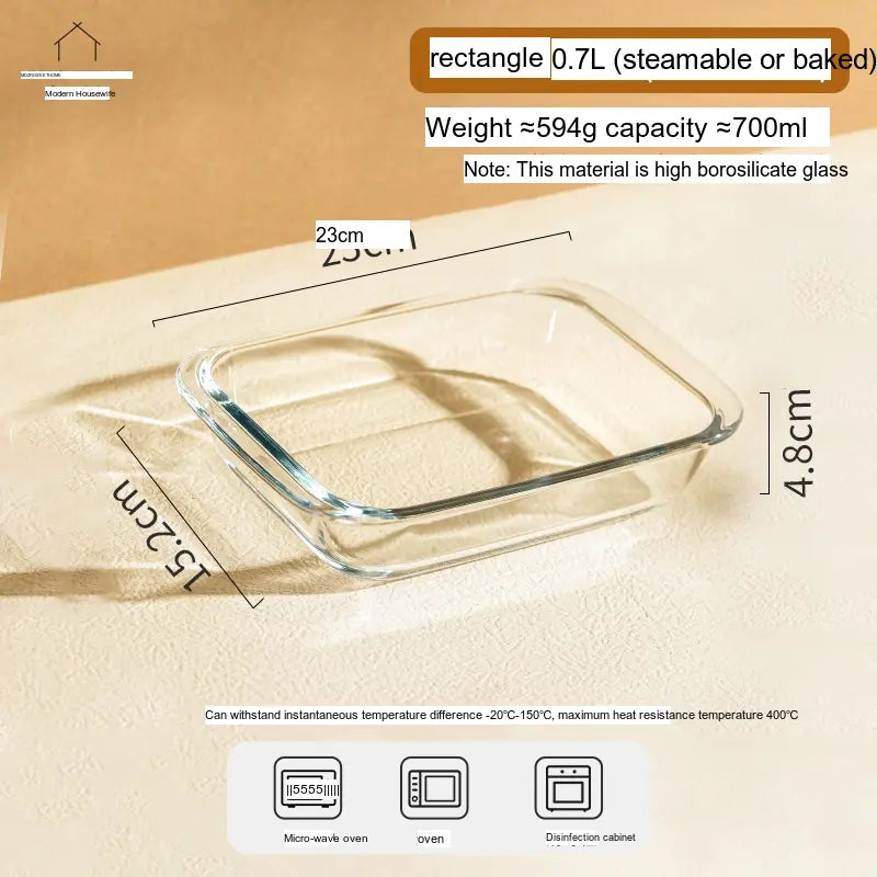 MH Anastasia Elegant Glass Baking Plate - Microwave Safe Seafood Tray from MH
