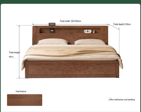 GENJI Juniper Solidwood Modern Minimalist Oak Storage Bed from GENJI