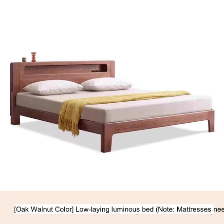 GENJI Yamanaka Solid Oak Modern Bed with Socket - Nordic Style Single Bed from GENJI