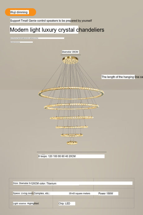 YDZM Marisol Elegant Crystal Country House Ceiling Lamp from YDZM