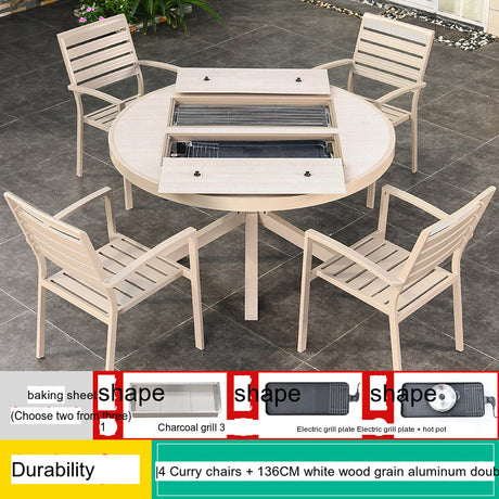 MOJIA Eulalia Wood-Grain Aluminum Barbecue Table for Stylish Courtyards from MOJIA