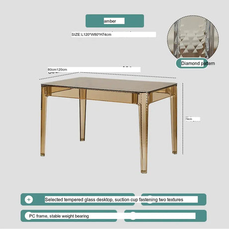 ABOUT WHITE Santiago Scandinavian Minimalist Glass Dining Table from ABOUT WHITE
