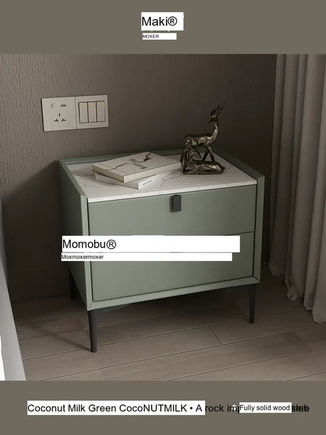 MOXER Lysandra Elegant Leather & Wood Minimalist Bedside Cabinet from MOXER
