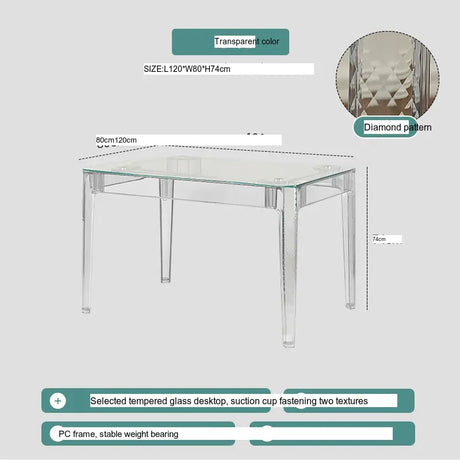 ABOUT WHITE Santiago Scandinavian Minimalist Glass Dining Table from ABOUT WHITE