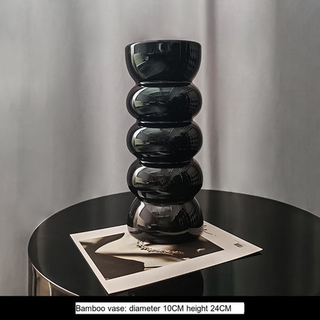 LIVETAI Isadora Elegant Black Ceramic Vase Decor from LIVETAI
