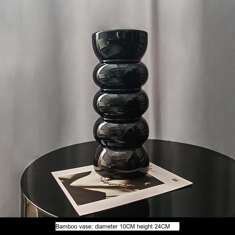 LIVETAI Isadora Elegant Black Ceramic Vase Decor from LIVETAI