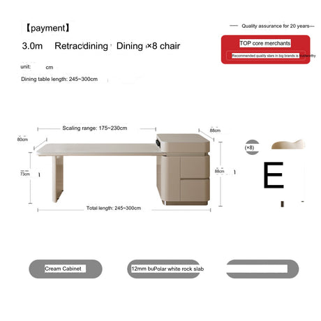 QUANMU Santiago Elegant Rock Plate Cream Style Luxury Dining Table from QUANMU