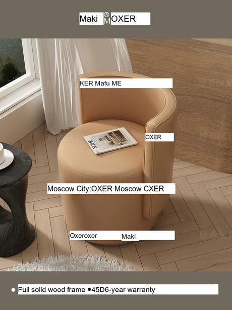 MOXER Sienna High-Grade Leather Solid Wood Makeup Stool from MOXER