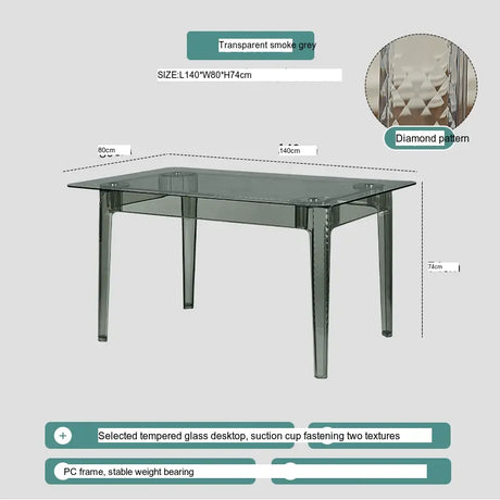 ABOUT WHITE Santiago Scandinavian Minimalist Glass Dining Table from ABOUT WHITE