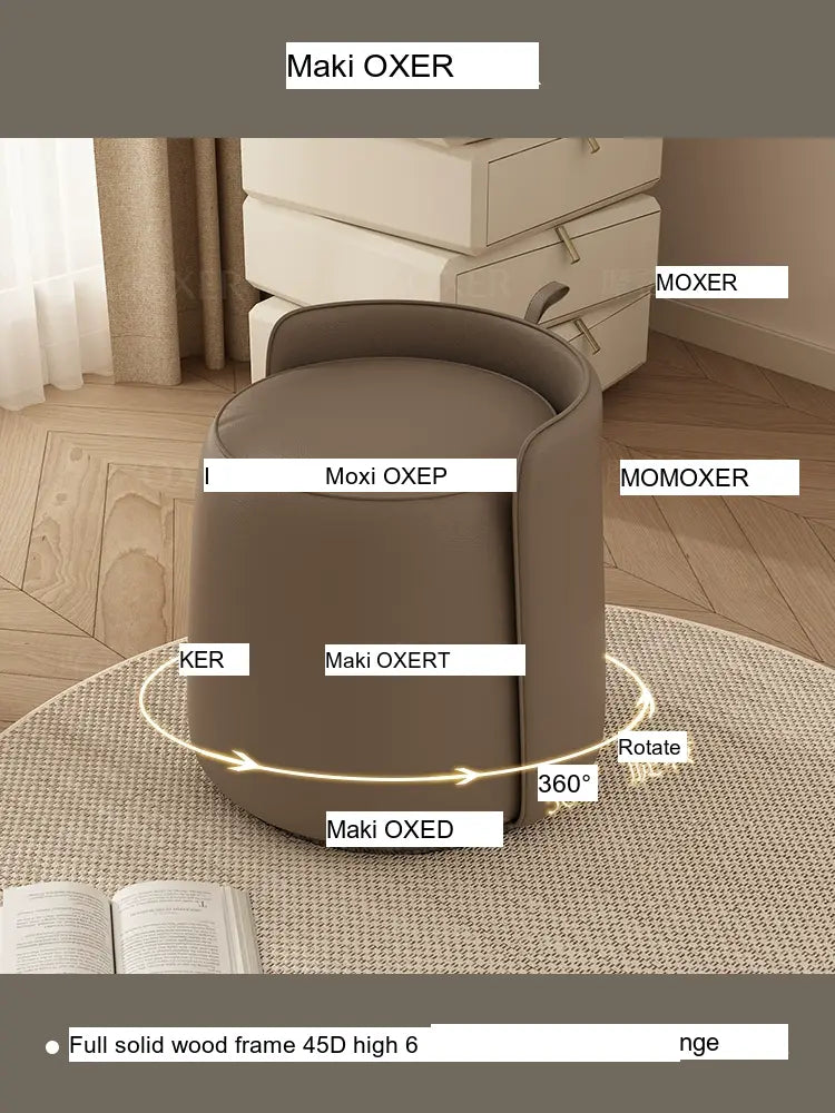MOXER Calliope Luxe Genuine Leather Rotating Makeup Stool from MOXER
