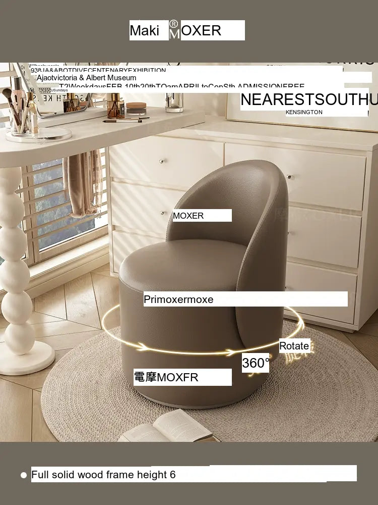 MOXER Santiago Elegant Swivel Makeup Stool from MOXER