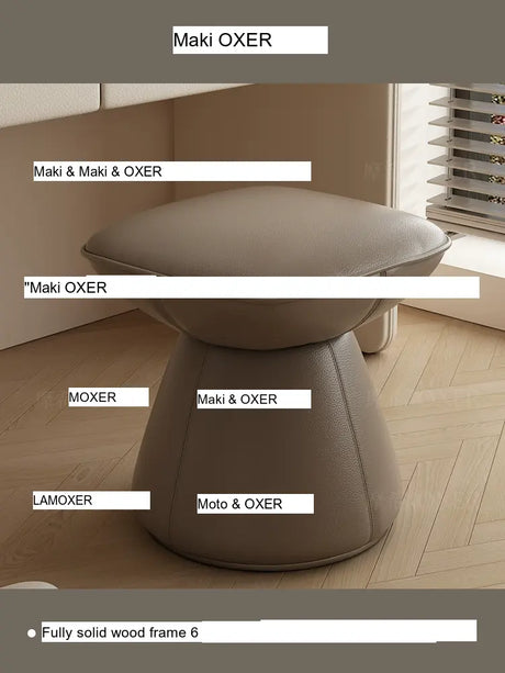 MOXER Santiago Retro Cream Leather Rotatable Stool from MOXER