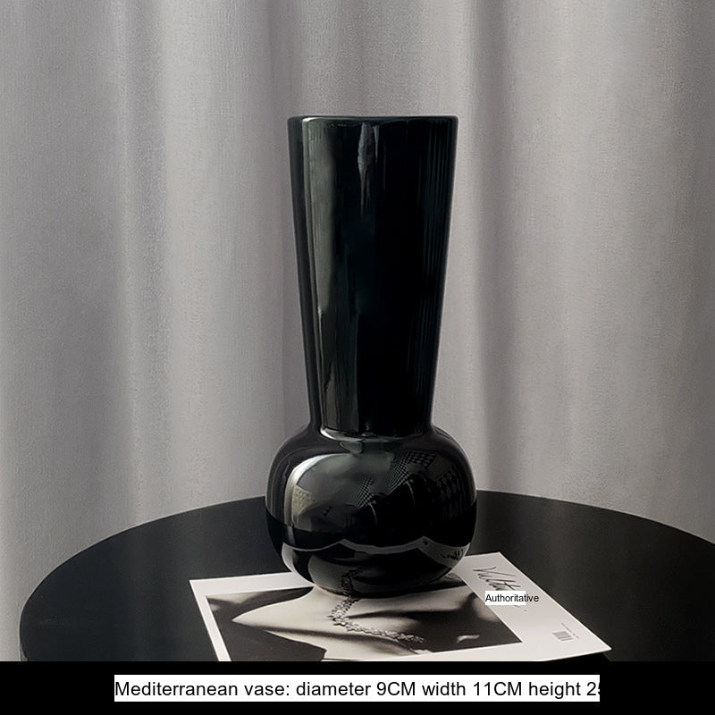 LIVETAI Isadora Elegant Black Ceramic Vase Decor from LIVETAI