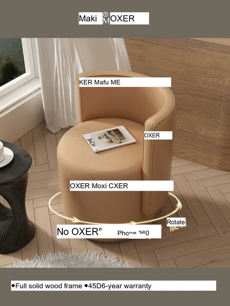 MOXER Sienna High-Grade Leather Solid Wood Makeup Stool from MOXER