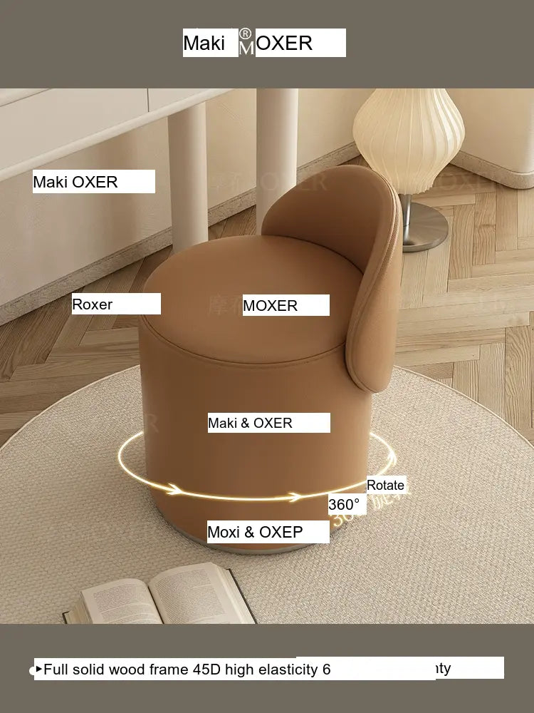 MOXER Elowen Luxurious Leather Makeup Stool from MOXER