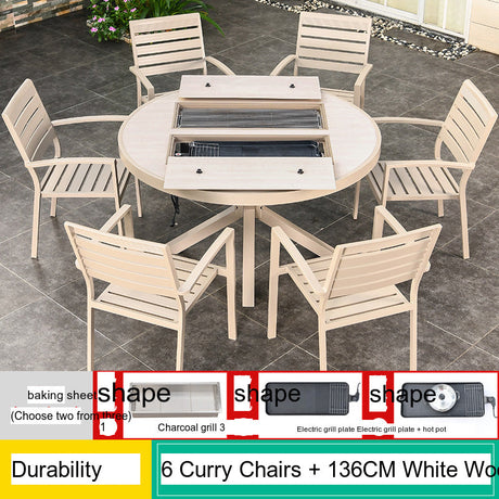 MOJIA Eulalia Wood-Grain Aluminum Barbecue Table for Stylish Courtyards from MOJIA