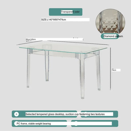 ABOUT WHITE Santiago Scandinavian Minimalist Glass Dining Table from ABOUT WHITE