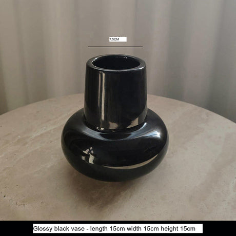 LIVETAI Isadora Elegant Black Ceramic Vase Decor from LIVETAI