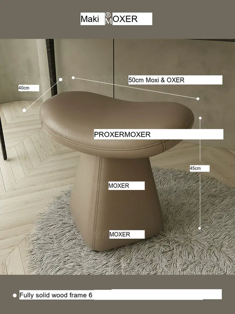 MOXER Iskandar Opulent Leather Upholstered Dressing Stool from MOXER