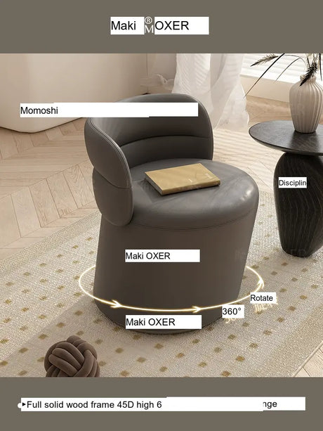 MOXER Takamori Exquisite Leather Solid Wood Makeup Stool from MOXER