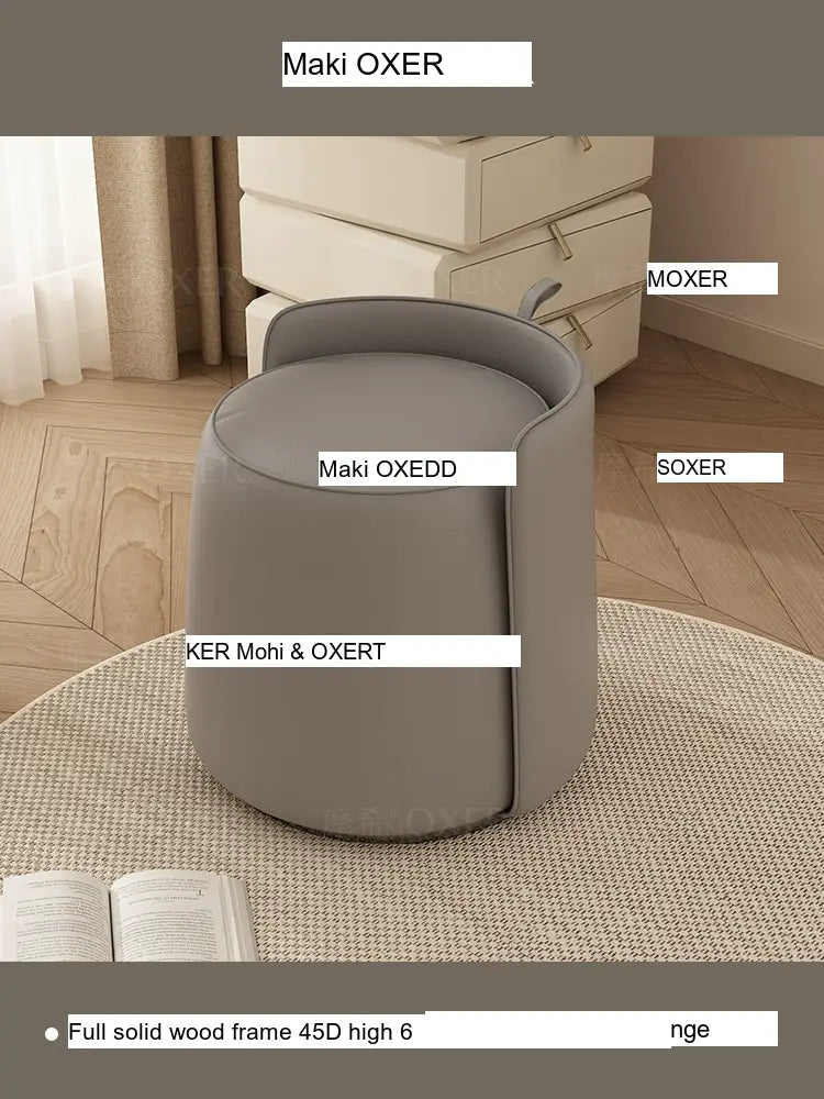 MOXER Calliope Luxe Genuine Leather Rotating Makeup Stool from MOXER