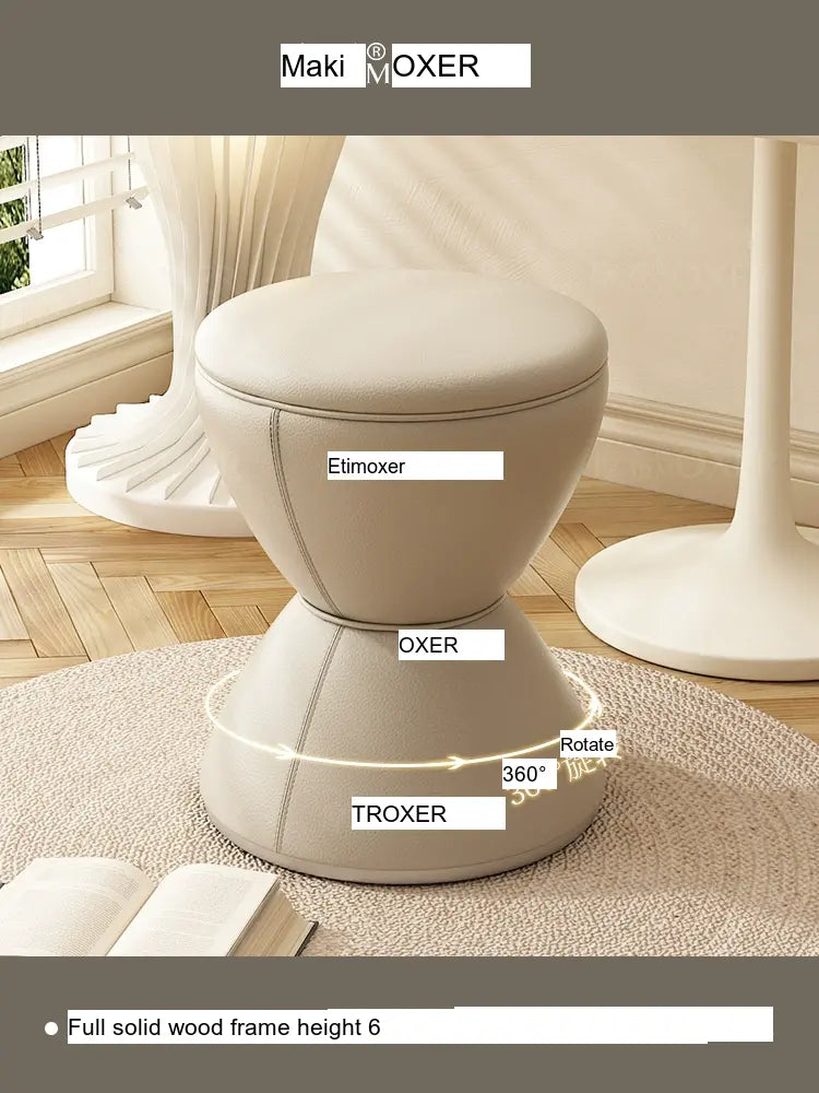 MOXER Elowen Elegant Solid Wood Rotating Dressing Stool from MOXER