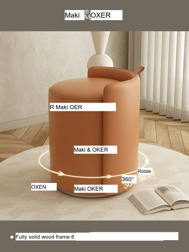 MOXER Tashiro Luxe Solid Wood Makeup Stool from MOXER