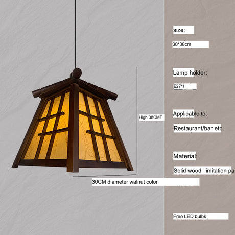 BOJI Kaori Elegant Wooden Japanese Ceiling Lamp - Outdoor Gazebo Light from BOJI