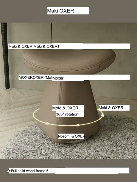 MOXER Iskandar Opulent Leather Upholstered Dressing Stool from MOXER