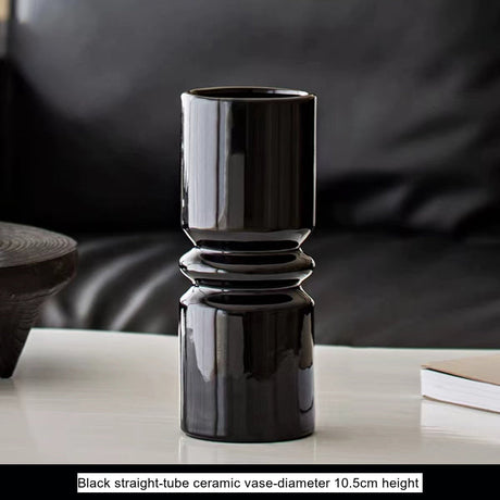 LIVETAI Isadora Elegant Black Ceramic Vase Decor from LIVETAI