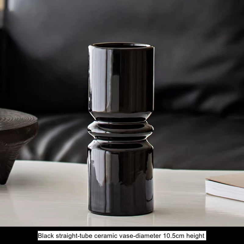 LIVETAI Isadora Elegant Black Ceramic Vase Decor from LIVETAI