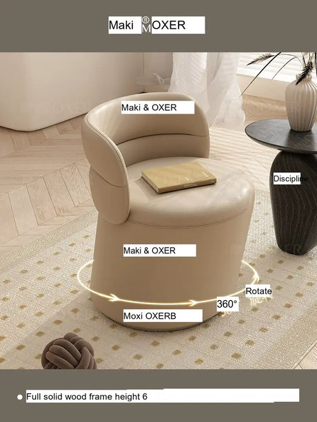 MOXER Takamori Exquisite Leather Solid Wood Makeup Stool from MOXER