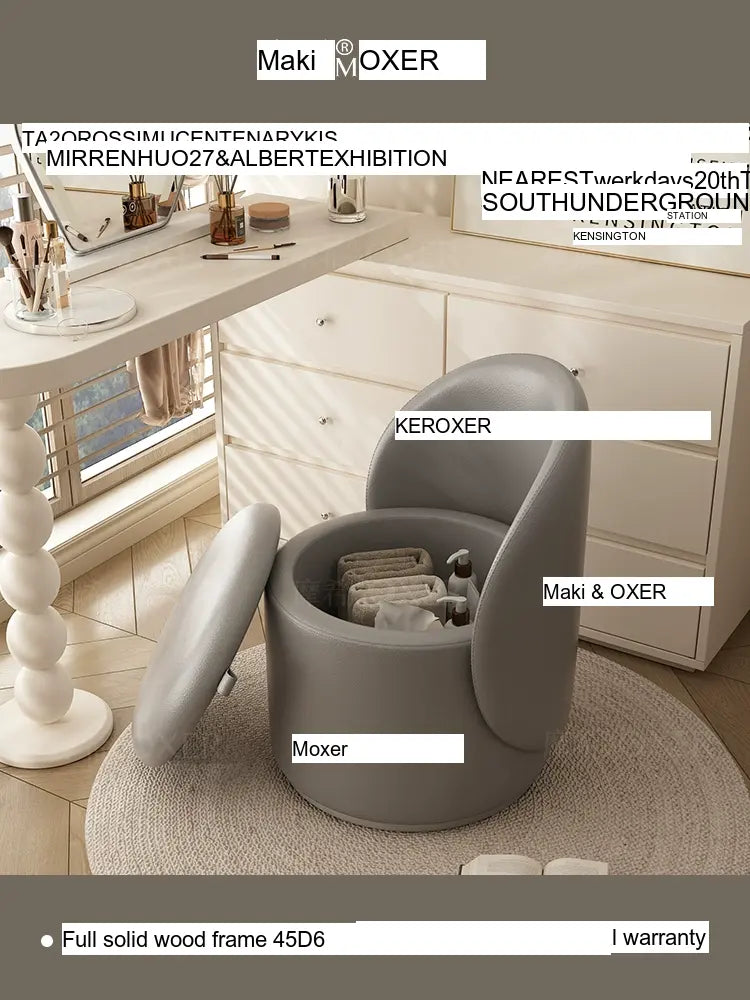 MOXER Elowen Elegant Genuine Leather Rotating Makeup Stool from MOXER