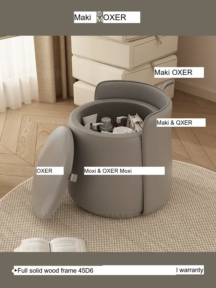 MOXER Calliope Luxe Genuine Leather Rotating Makeup Stool from MOXER