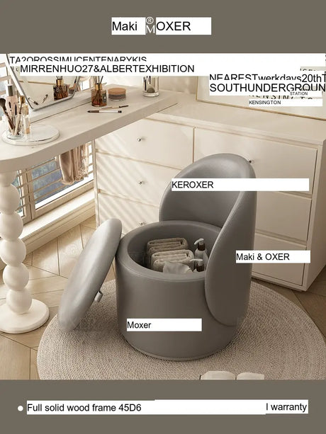 MOXER Santiago Elegant Swivel Makeup Stool from MOXER