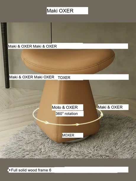 MOXER Iskandar Opulent Leather Upholstered Dressing Stool from MOXER