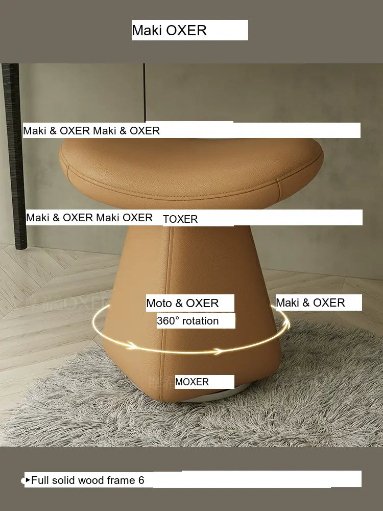 MOXER Iskandar Opulent Leather Upholstered Dressing Stool from MOXER