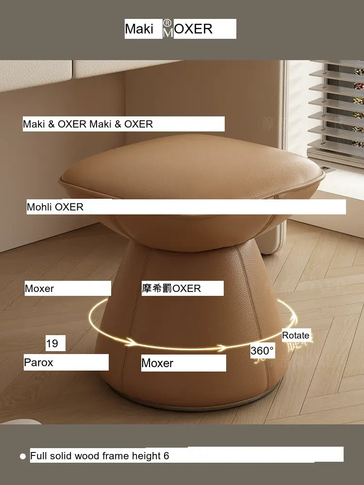 MOXER Sakura Elegant Cream Retro Leather Stool from MOXER