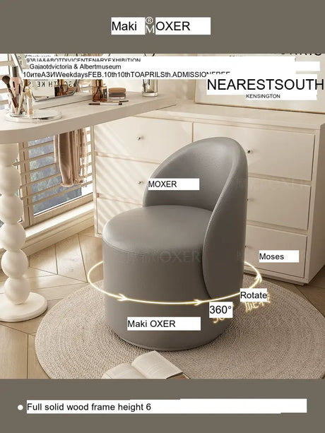 MOXER Santiago Elegant Swivel Makeup Stool from MOXER
