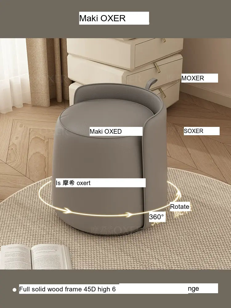 MOXER Calliope Luxe Genuine Leather Rotating Makeup Stool from MOXER