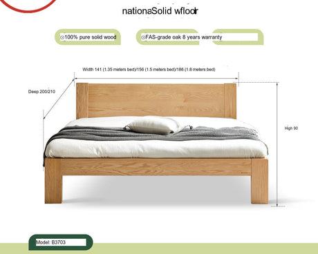 GENJI Isamu Solid Wood Modern Minimalist Oak Single Bed from GENJI