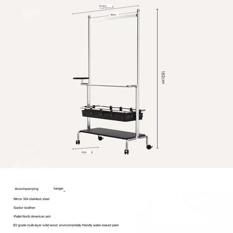 ROOMHOME Elowen Minimalist Integrated Mirror with Movable Coat Racks and Stainless Steel Storage. from ROOMHOME