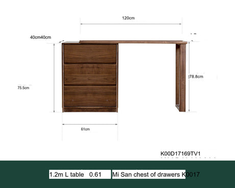 GENJI Isolde Elegant Solid Wood Retractable Dressing Table from GENJI