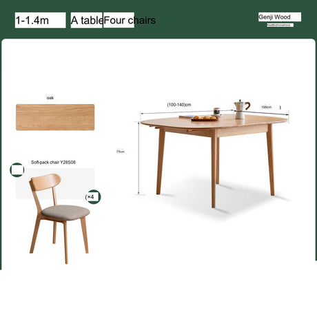 GENJI Haruki Rustic Space-Saving Oak Dining Table from GENJI